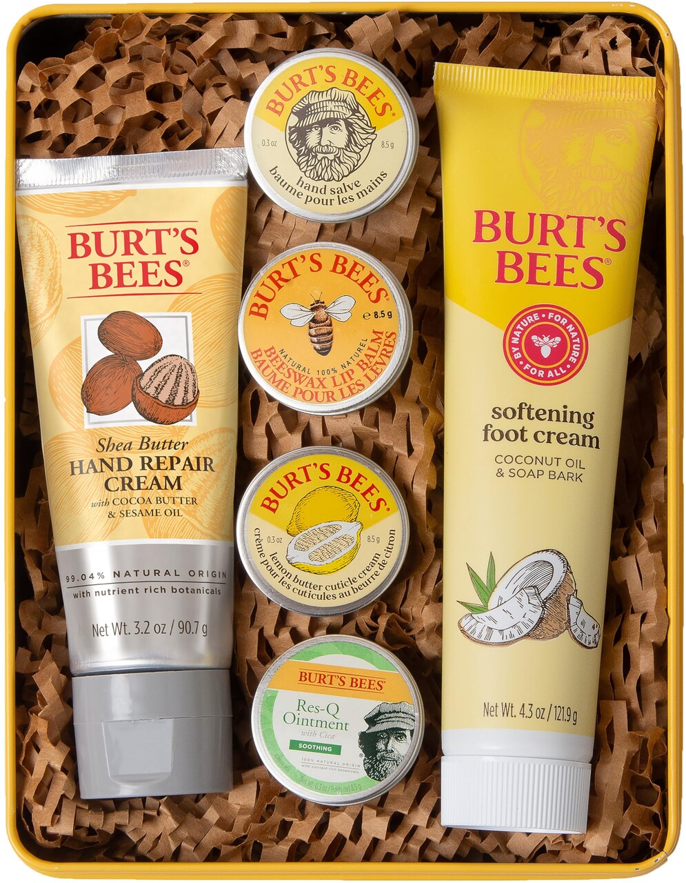 Burt's Bees Gifts Ideas - Classics Set, 6 Products in Giftable Tin – Cuticle Cream, Hand Salve, Lip Balm, Res-Q Ointment, Hand Repair and Foot Cream